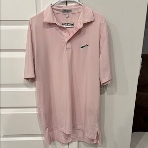 Peter Millar Men’s Pink Performance Polo Shirt Fisher Island Course logo Size M